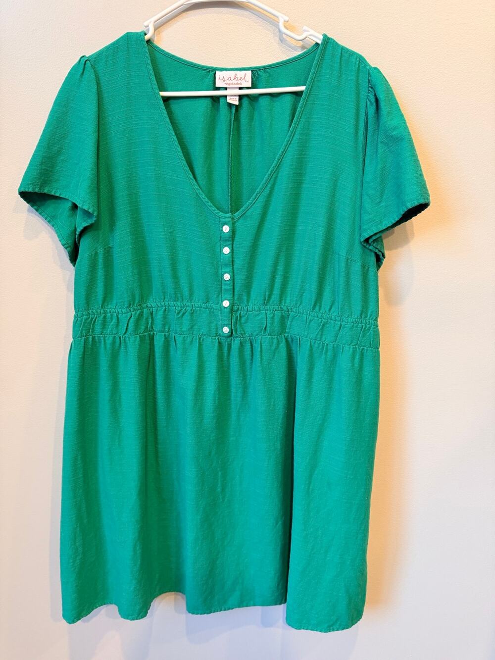 Isabel Green Faux-Button Maternity Dress Casual Summer Comfort Pockets Size XXL